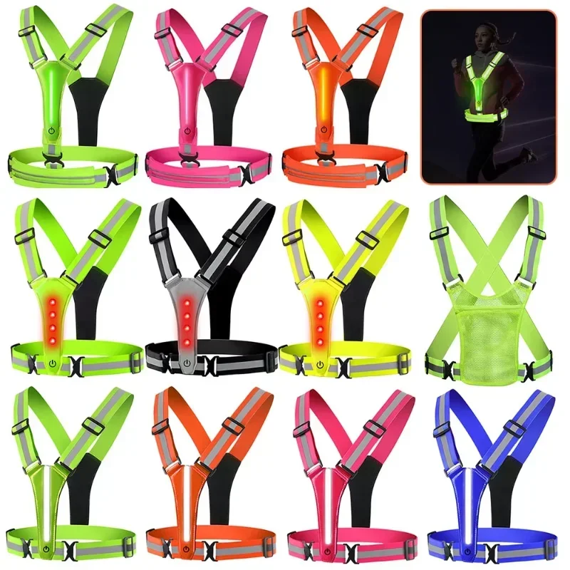Reflective Running Gear Vest - LED Reflective Vest Running Gear, Light