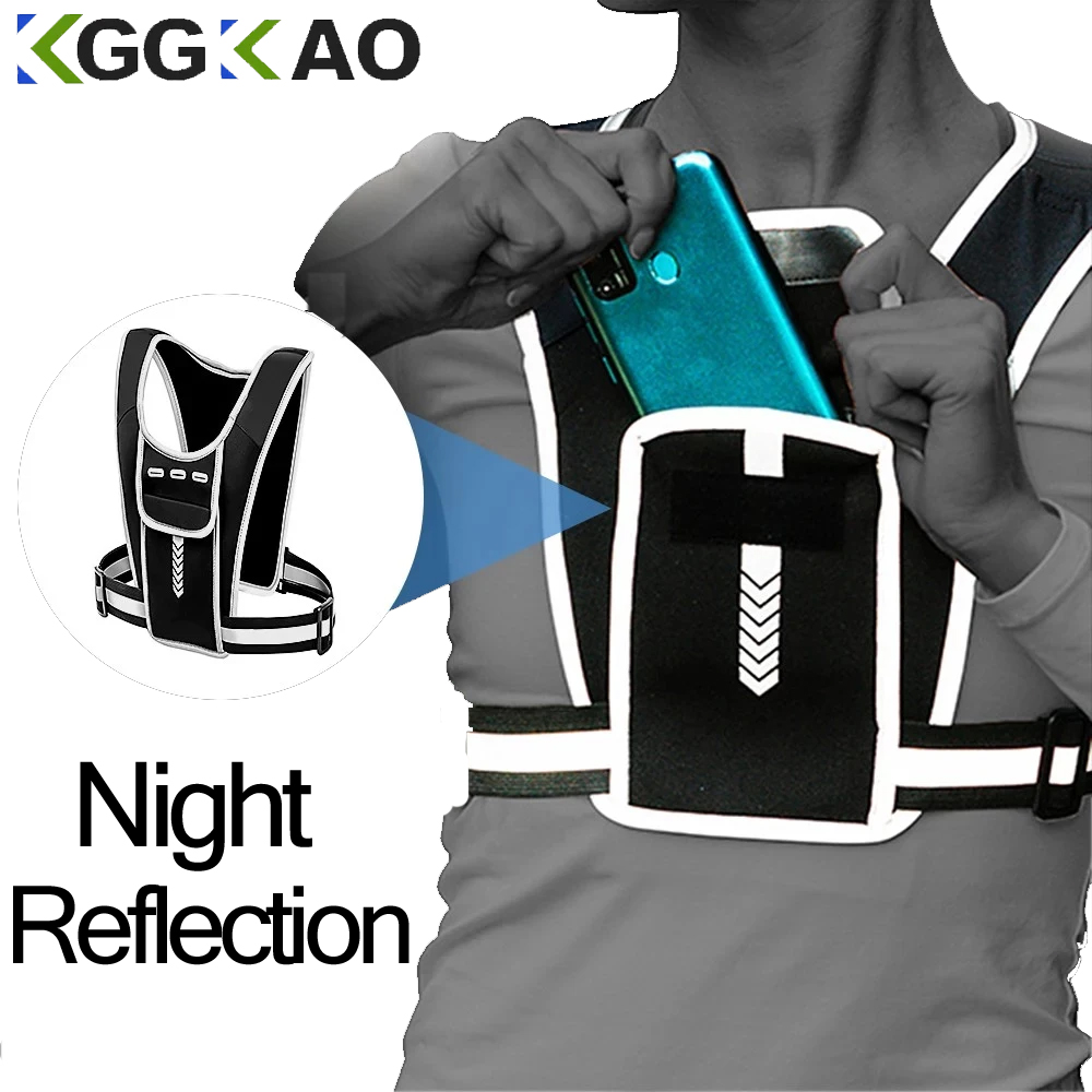 Reflective Running Gear Vest - Running Vest Phone Holder for Men