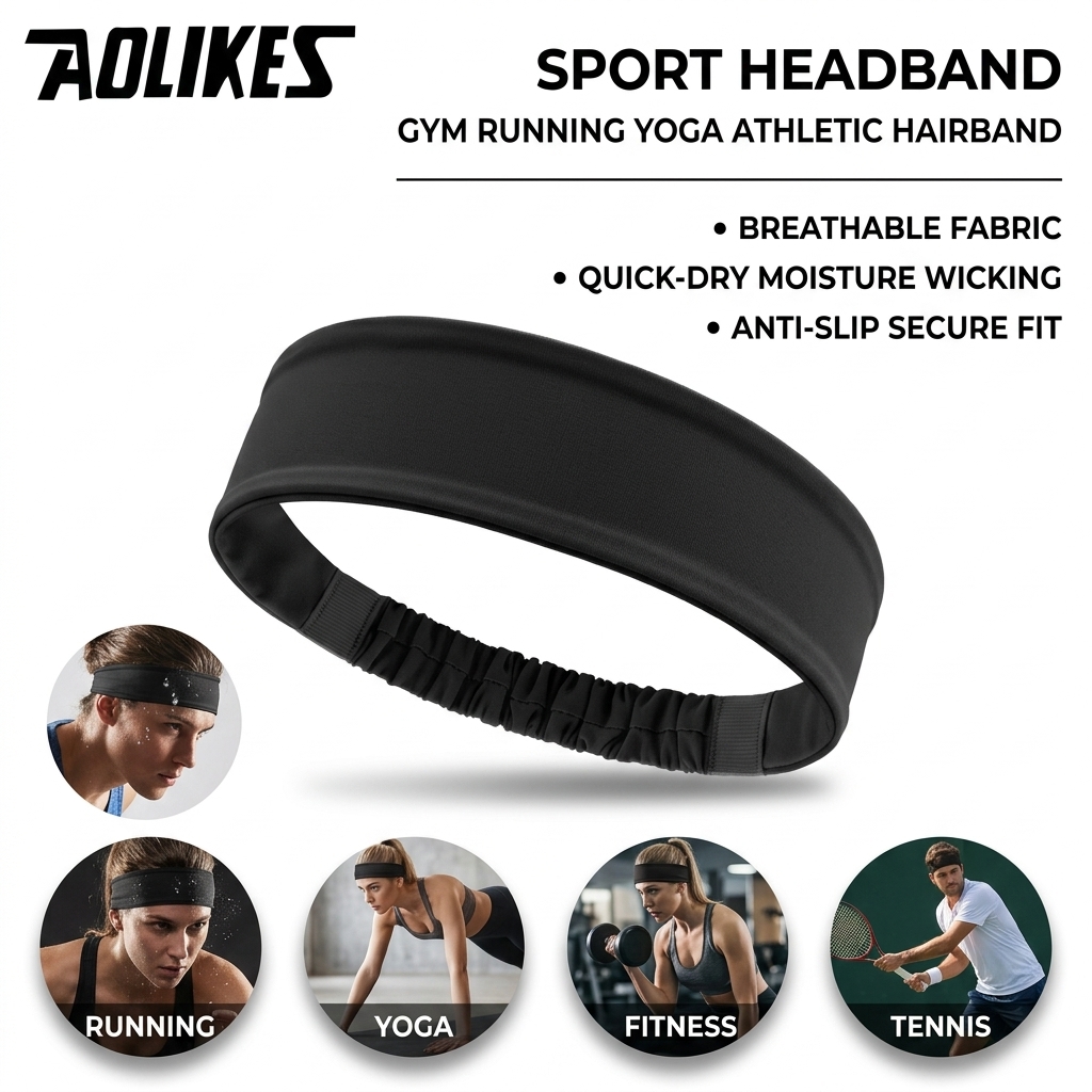 Polyester Sweatband for Gym Fi - Running Gear Headband ulasan dan harga
