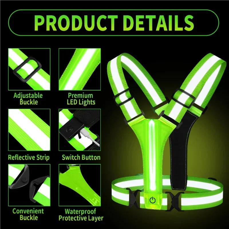 LED Reflective Vest Running Ge - Reflective Running Gear Vest ulasan dan harga