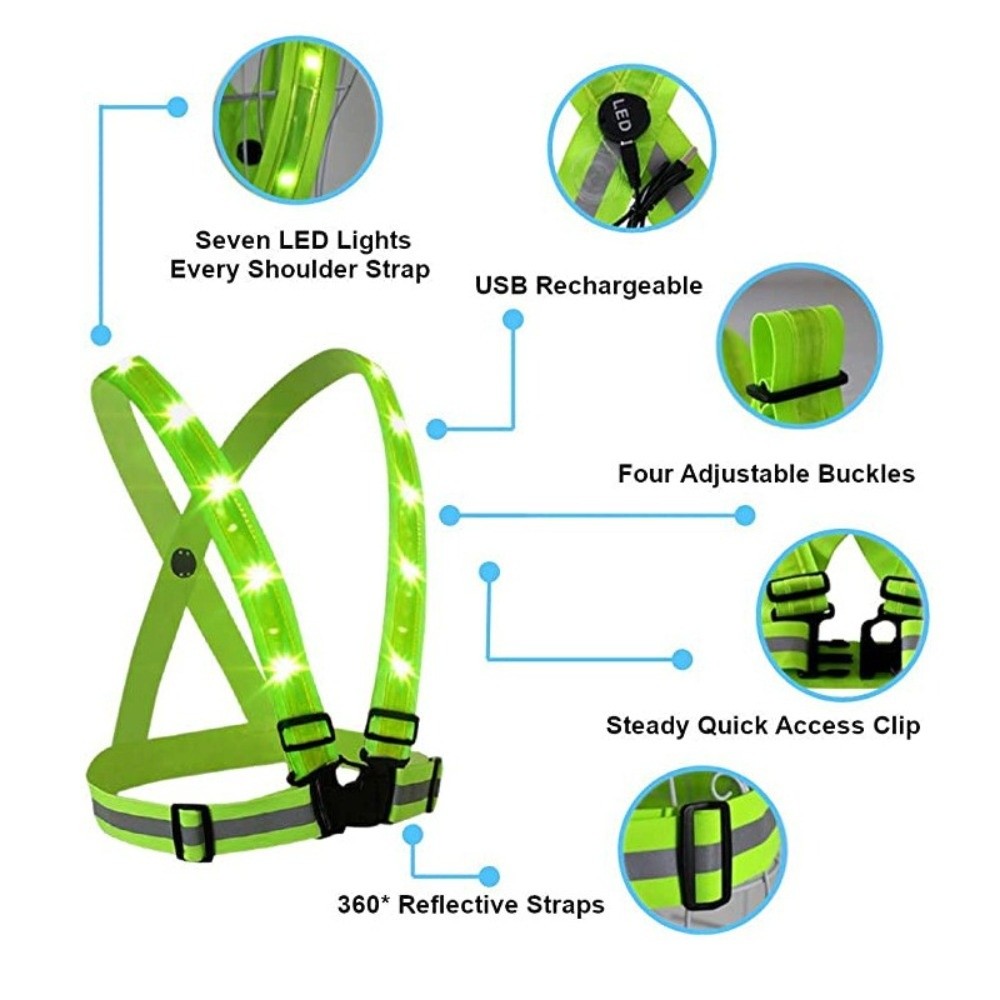 New Polyester LED Safety Vest  - Reflective Running Gear Vest ulasan dan harga