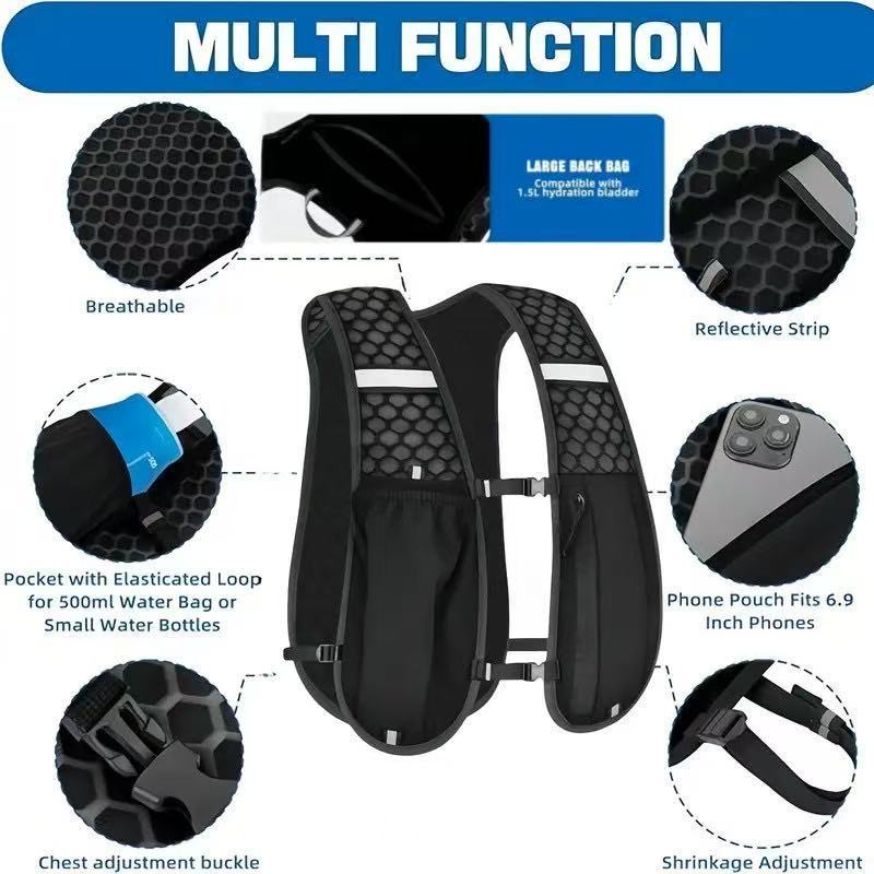 Unisex Running Vest Water-Resi - Running Hydration Vest ulasan dan harga