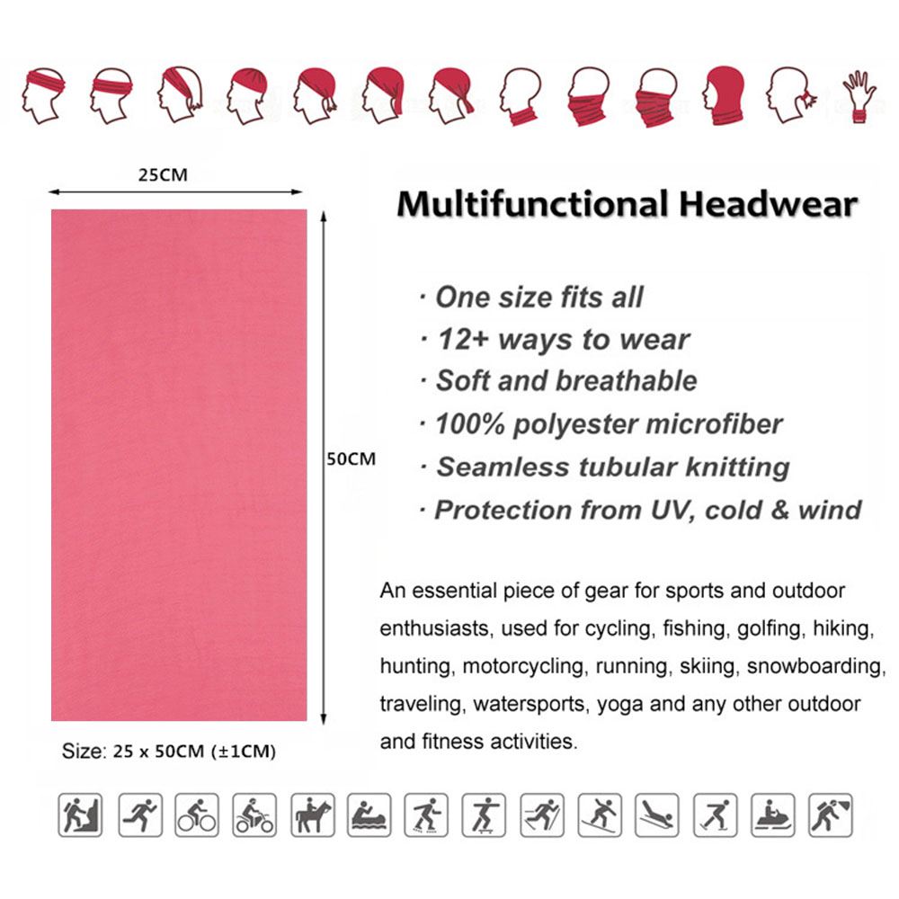 Pink Seamless Outdoor Bandana  - Running Gear Headband ulasan dan harga