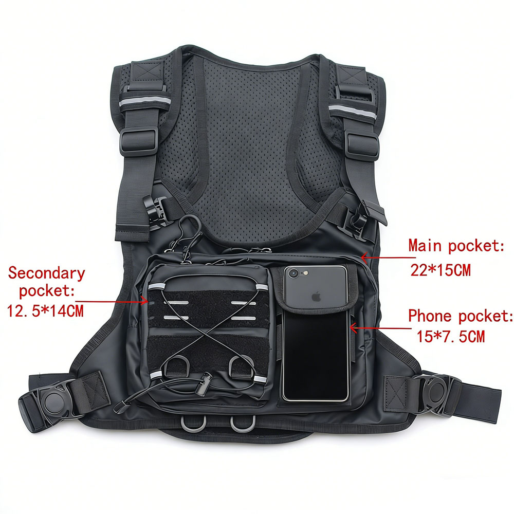 Tactical Vest Chest Bag with 2 - Reflective Running Gear Vest ulasan dan harga